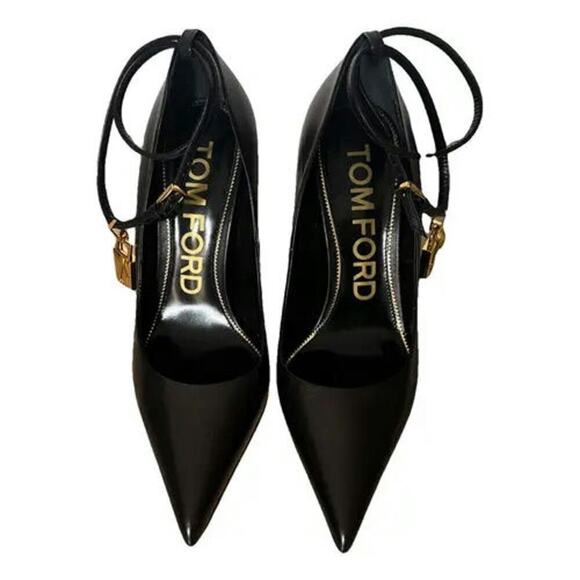 Tom Ford Shoes - Tom Ford Black Glossy Padlock Pumps Size 37